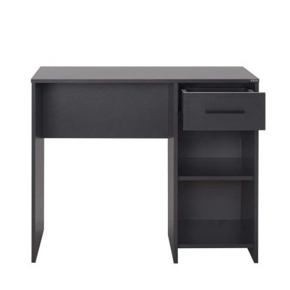 Adore Anthracite Grey Study Desk with Drawer & Shelves - Image 7
