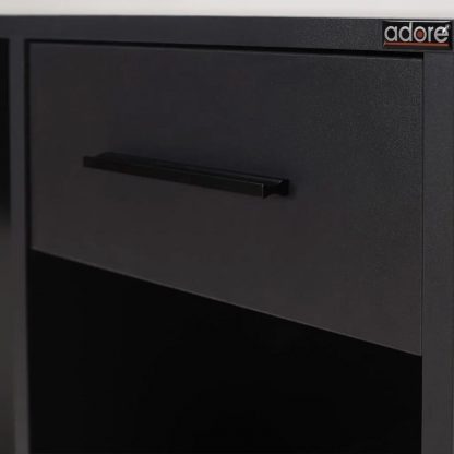 Adore Anthracite Grey Study Desk with Drawer & Shelves - Image 5