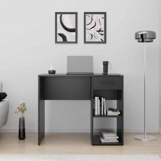 Adore Anthracite Grey Study Desk with Drawer & Shelves