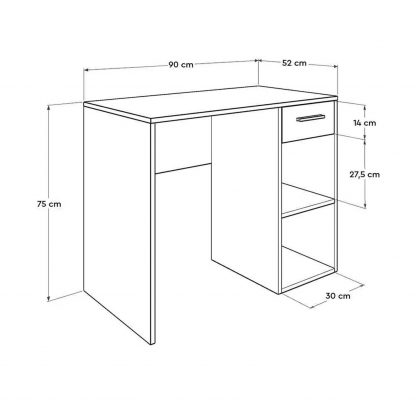 Adore Anthracite Grey Study Desk with Drawer & Shelves - Image 2