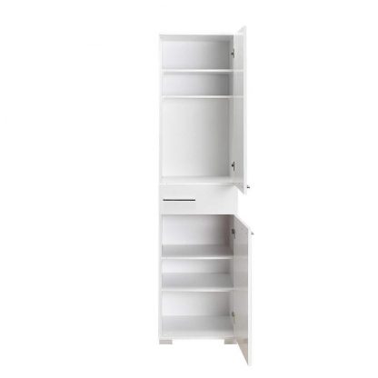 Adore White High Gloss 2 Door Storage Unit with Central Drawer - Multi-Purpose Cabinet - Image 2