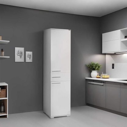 Adore White High Gloss 2 Door Storage Unit with Central Drawer - Multi-Purpose Cabinet - Image 6