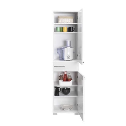 Adore White High Gloss 2 Door Storage Unit with Central Drawer - Multi-Purpose Cabinet - Image 3