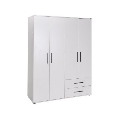 Adore Matt White 4 Door 2 Drawer Combi Wardrobe with Shelves - Image 4