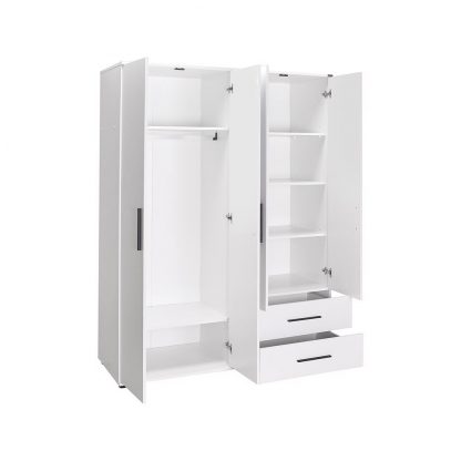 Adore Matt White 4 Door 2 Drawer Combi Wardrobe with Shelves - Image 6