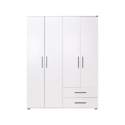 Adore Matt White 4 Door 2 Drawer Combi Wardrobe with Shelves - Image 3