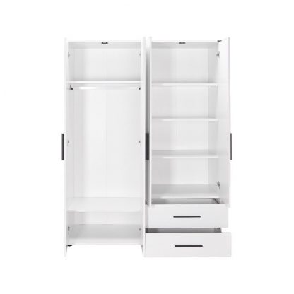 Adore Matt White 4 Door 2 Drawer Combi Wardrobe with Shelves - Image 5