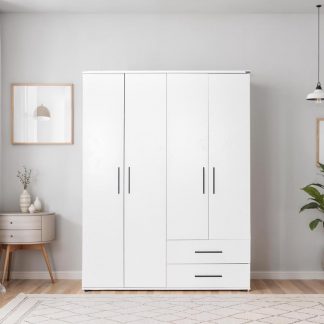 Adore Matt White 4 Door 2 Drawer Combi Wardrobe with Shelves