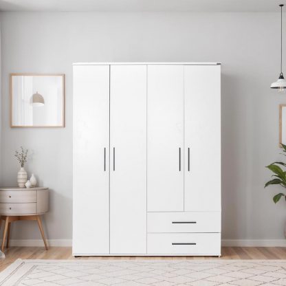 Adore Matt White 4 Door 2 Drawer Combi Wardrobe with Shelves