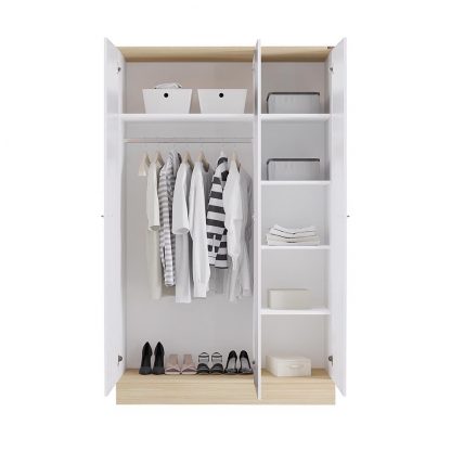 Adore Teen White & Oak 3 Door Wardrobe with Shelves - Image 3