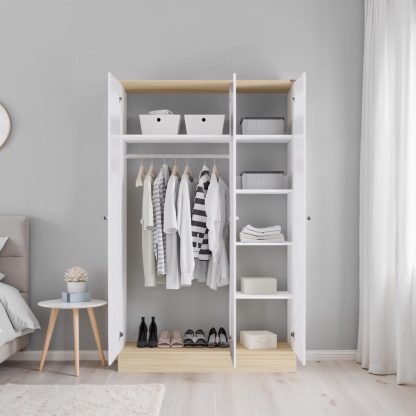 Adore Teen White & Oak 3 Door Wardrobe with Shelves - Image 2
