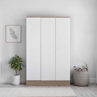 Adore Teen White & Oak 3 Door Wardrobe with Shelves