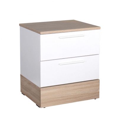 Adore Teen White & Oak 2 Drawer Bedside Table Nightstand - Image 5