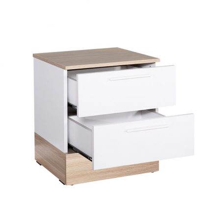 Adore Teen White & Oak 2 Drawer Bedside Table Nightstand - Image 2