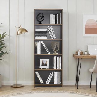 Adore Anthracite Grey Tall 5 Tier Bookcase Shelving Unit