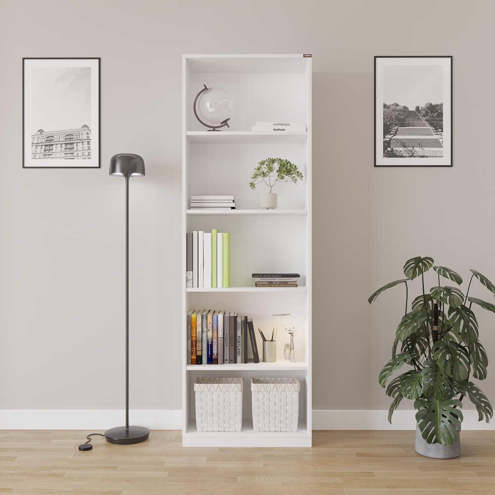 Adore Matt White 5 Tier Bookcase Shelving Unit - Image 5