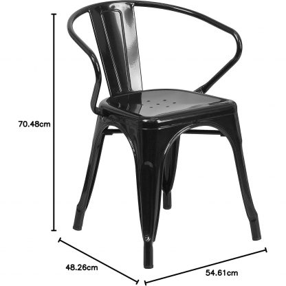 Roy Vintage Style Dining Chair Black - Set of 4 - Modern Galvanised steel - Image 2