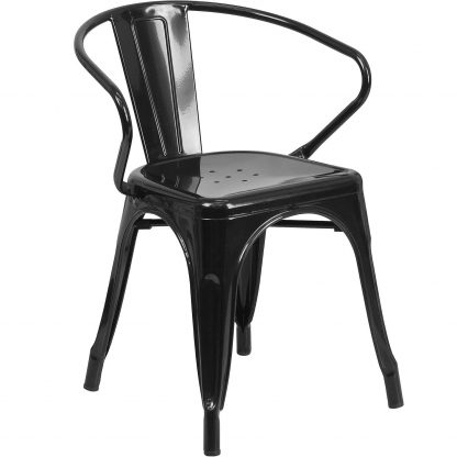 Roy Vintage Style Dining Chair Black - Set of 4 - Modern Galvanised steel - Image 4