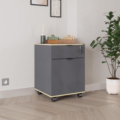 Adore Rio Anthracite Grey Mobile Office Storage Cart With Lockable Drawer - Image 3