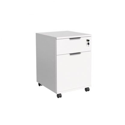 Adore Rio Matt White Mobile Office Storage Cart With Lockable Drawer - Image 4
