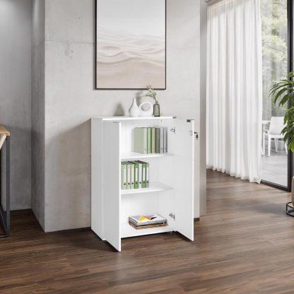 Rio Matt White Office Filing Cabinet - Lockable Storage - Image 2