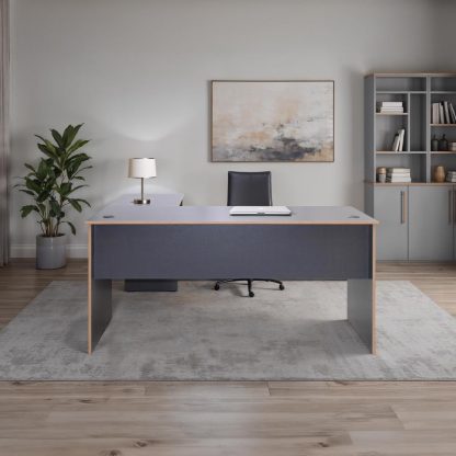 Adore Rio Anthracite Grey Corner Desk with Oak Trim - Large Reversible Office Desk - Image 2
