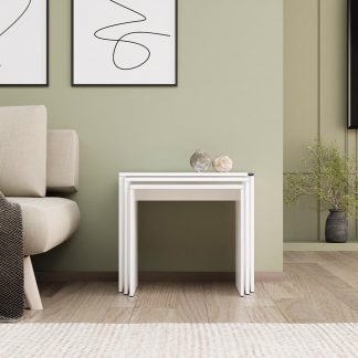Adore Florida Matt White Nest of 3 Tables - Space-Saving Side Tables