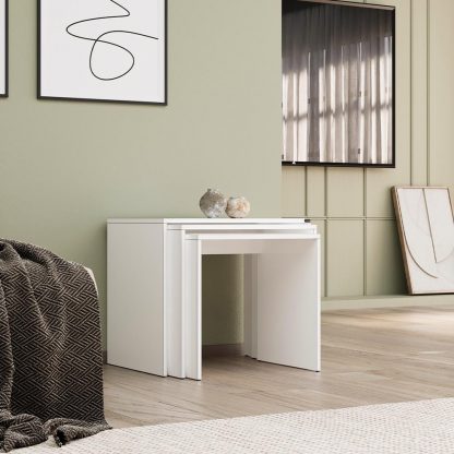 Adore Florida Matt White Nest of 3 Tables - Space-Saving Side Tables - Image 4
