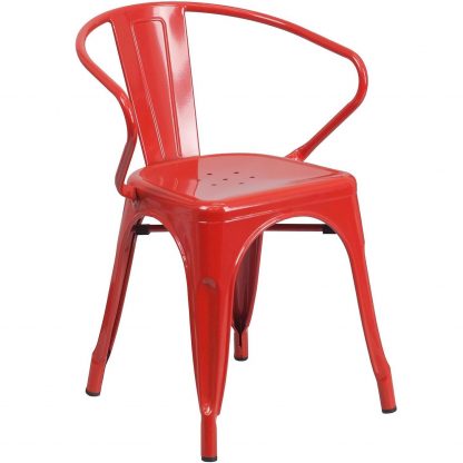 Roy Vintage Style Dining Chair Red - Set of 4 - Modern Galvanised steel - Image 4