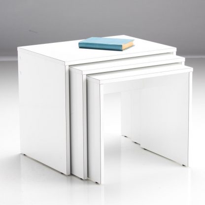 Adore Florida Matt White Nest of 3 Tables - Space-Saving Side Tables - Image 2