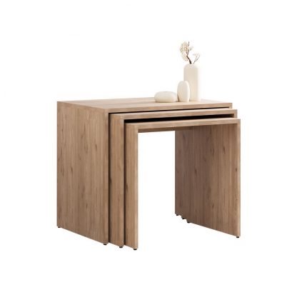 Adore Florida Oak Effect Nest of 3 Tables - Space-Saving Side Tables - Image 3