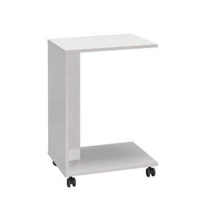 Adore Florida Matt White Sofa Laptop Table on Castors - Mobile Side Table - Image 2