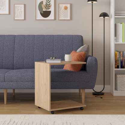 Adore Florida Oak Effect Sofa Laptop Table on Castors - Mobile Side Table - Image 2