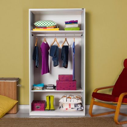 Adore Matt White Sliding 2 Door Wardrobe with Shelves - Image 2