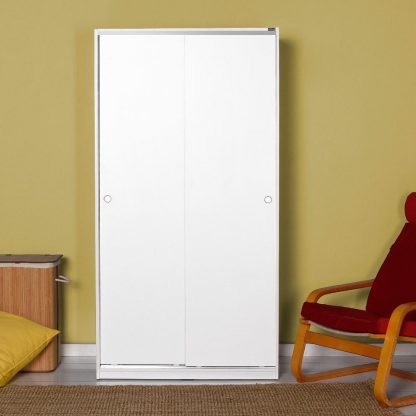 Adore Matt White Sliding 2 Door Wardrobe with Shelves - Image 5