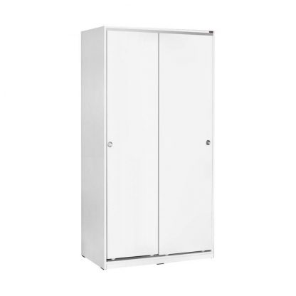 Adore Matt White Sliding 2 Door Wardrobe Half Hanging Half Shelves - Image 4