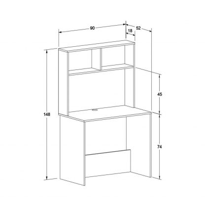 Adore Matt White Study Desk with Storage Hutch - Image 2