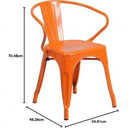 Roy Vintage Style Dining Chair Orange - Set of 4 - Modern Galvanised steel - Image 2