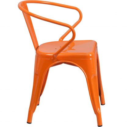 Roy Vintage Style Dining Chair Orange - Set of 4 - Modern Galvanised steel - Image 5