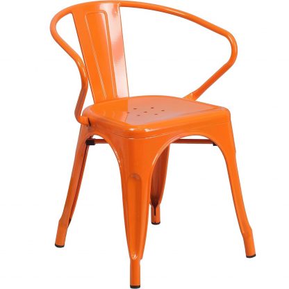 Roy Vintage Style Dining Chair Orange - Set of 4 - Modern Galvanised steel - Image 4