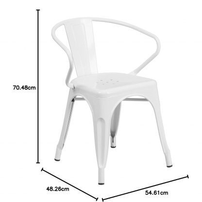 Roy Vintage Style Dining Chair White - Set of 4 - Modern Galvanised steel - Image 2