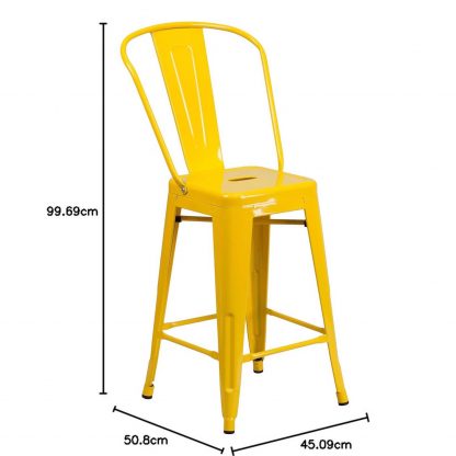 Lily 24" Industrial Style Bar Stool Chair Yellow - Set of 4 - Modern Metal Counter Height - Image 2