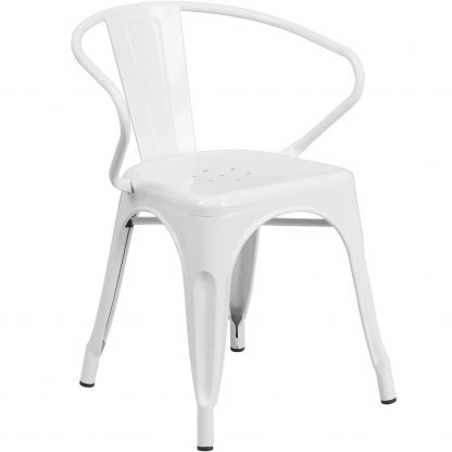 Roy Vintage Style Dining Chair White - Set of 4 - Modern Galvanised steel - Image 5
