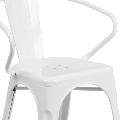 Roy Vintage Style Dining Chair White - Set of 4 - Modern Galvanised steel - Image 4