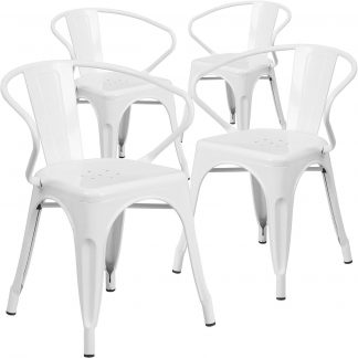 Roy Vintage Style Dining Chair White - Set of 4 - Modern Galvanised steel