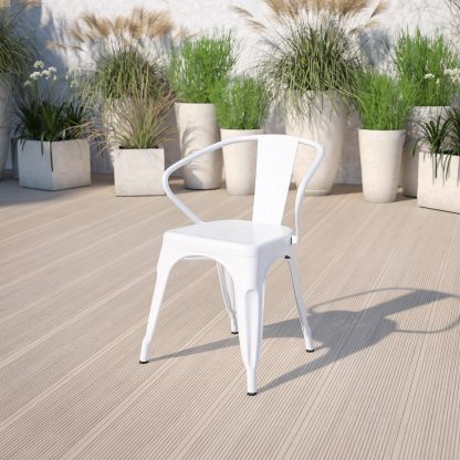 Roy Vintage Style Dining Chair White - Set of 4 - Modern Galvanised steel - Image 3