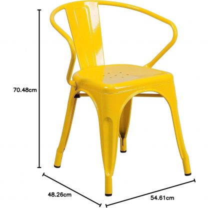 Roy Vintage Style Dining Chair Yellow - Set of 4 - Modern Galvanised steel - Image 2