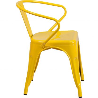Roy Vintage Style Dining Chair Yellow - Set of 4 - Modern Galvanised steel - Image 3
