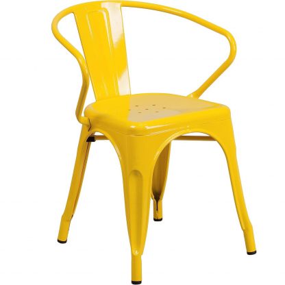 Roy Vintage Style Dining Chair Yellow - Set of 4 - Modern Galvanised steel - Image 4