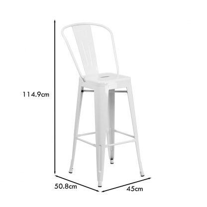 Lily 30" Industrial Style Bar Stool Chair White - Set of 4 - Modern Metal Bar Height - Image 2